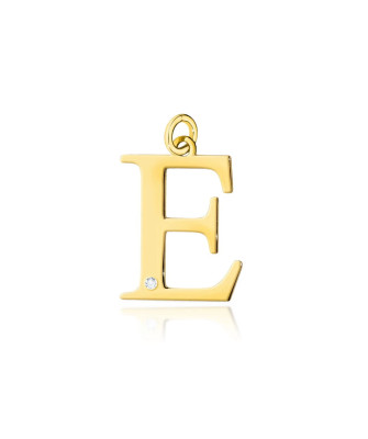 Gold pendant 14k (14k) small E diamond