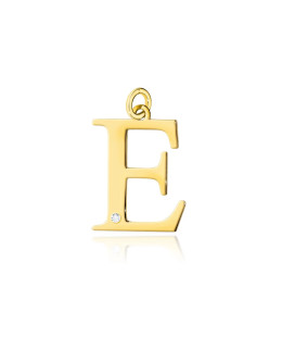 Gold pendant 14k (14k) small E diamond