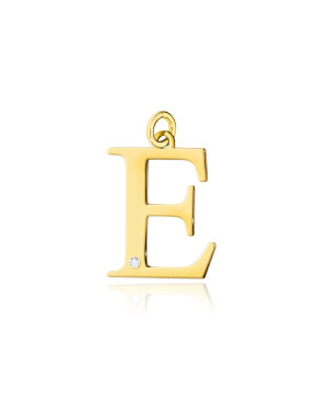 Gold pendant 14k (14k) small E diamond