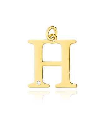 Gold pendant 14k (14k) small H diamond