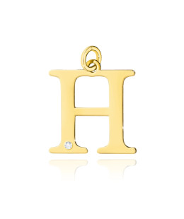 Gold pendant 14k (14k) small H diamond