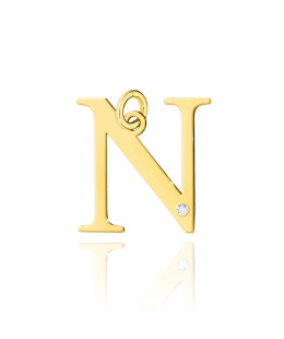 Gold pendant 14k (14k) small N diamond