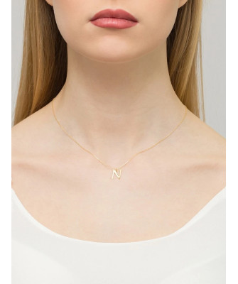 Gold pendant 14k (14k) small N diamond