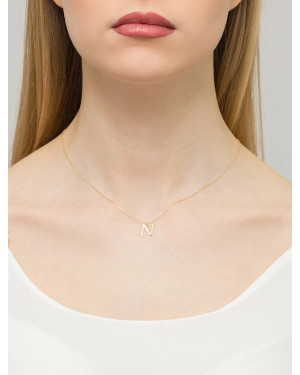 Złota zawieszka próba 14k (14k) małe N brylant