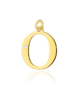 Gold pendant 14k (14k) small O diamond