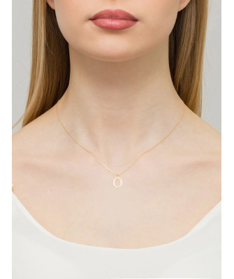 Gold pendant 14k (14k) small O diamond