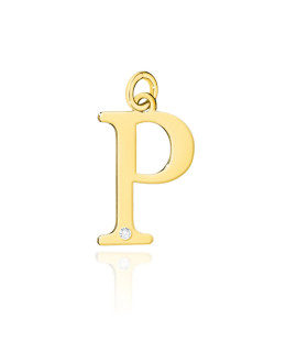 Gold pendant 14k (14k) small P diamond