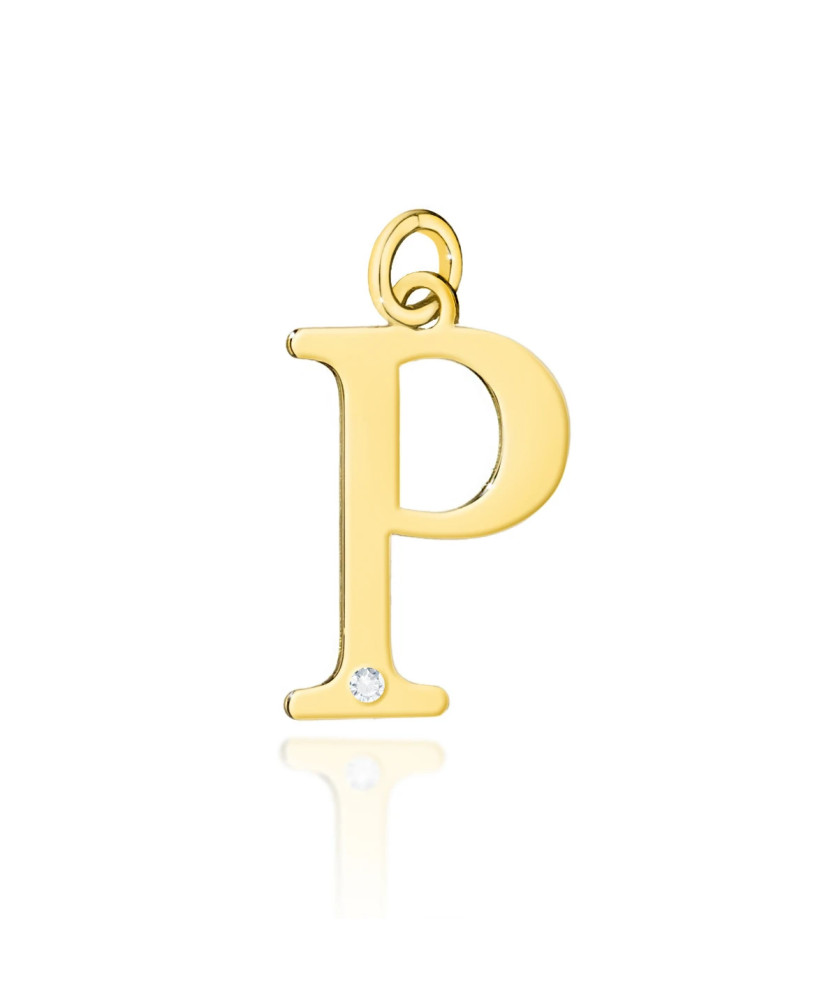 Gold pendant 14k (14k) small P diamond