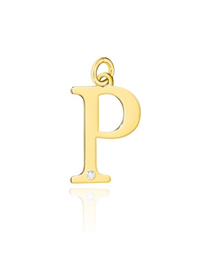 Złota zawieszka próba 14k (14k) małe P brylant