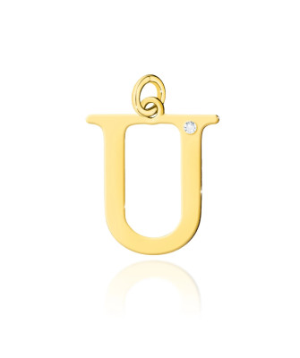 Gold pendant 14k (14k) small U diamond