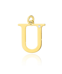 Gold pendant 14k (14k) small U diamond