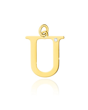 Gold pendant 14k (14k) small U diamond