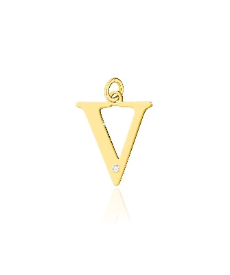 Gold pendant 14k (14k) small V diamond