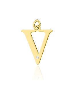 Gold pendant 14k (14k) small V diamond