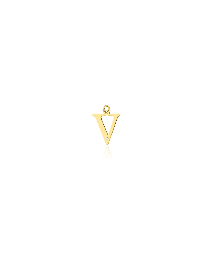 Gold pendant 14k (14k) small V diamond