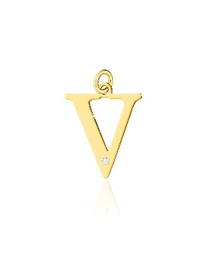 Gold pendant 14k (14k) small V diamond