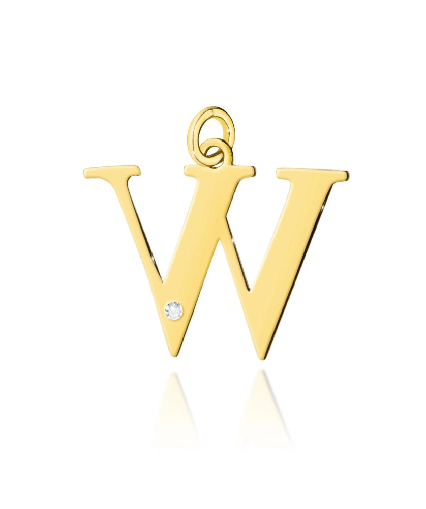 Gold pendant 14k (14k) small W diamond