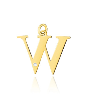 Gold pendant 14k (14k) small W diamond