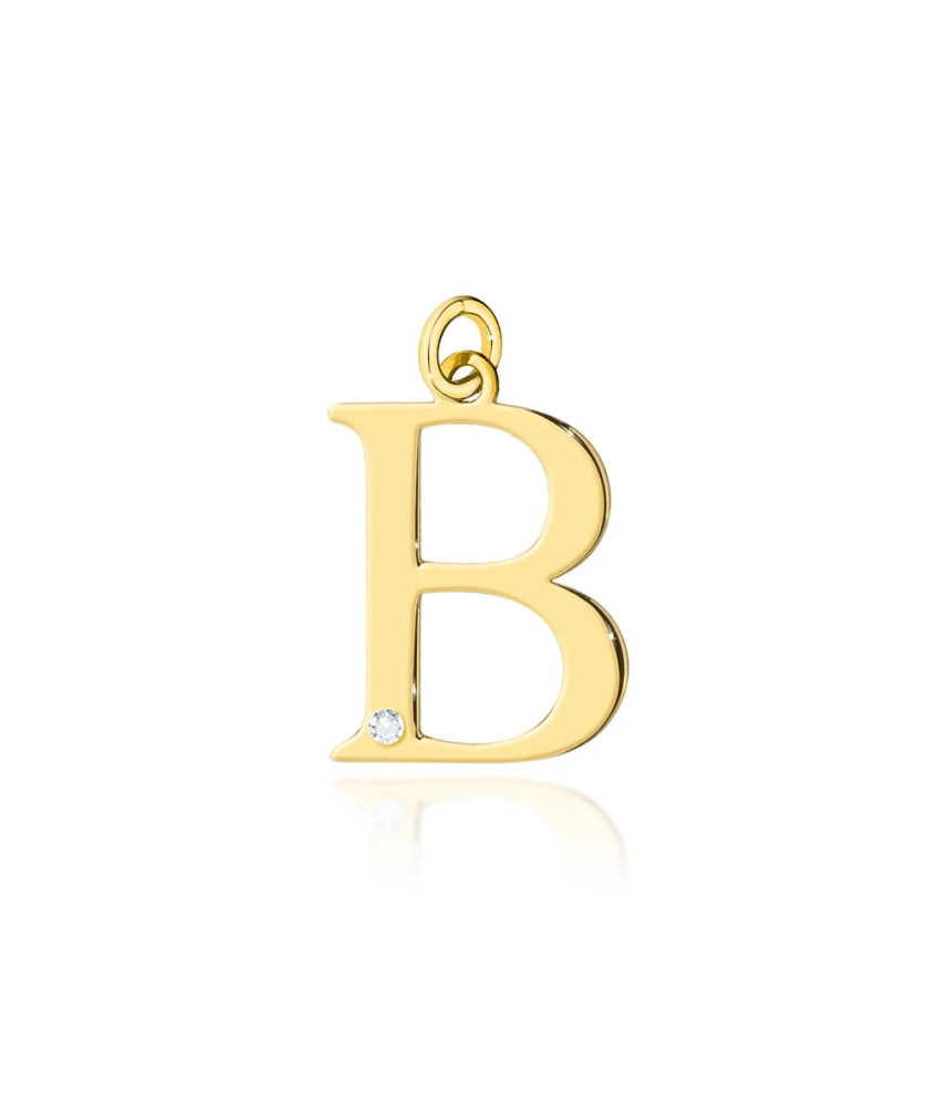 Gold pendant 14k (14k) large B diamond