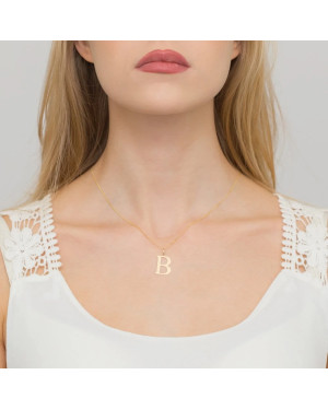 Gold pendant 14k (14k) large B diamond