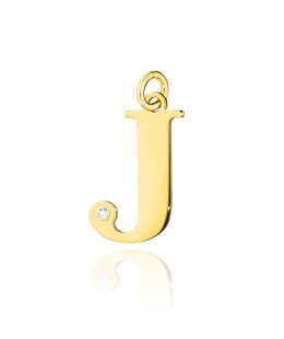 Gold pendant 14k (14k) large J diamond