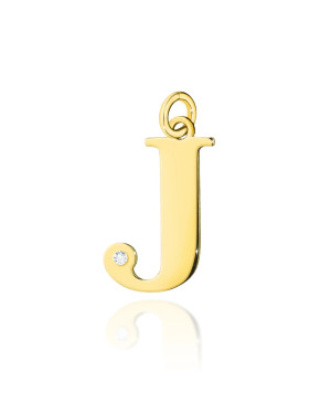 Gold pendant 14k (14k) large J diamond