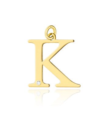 Gold pendant 14k (14k) large K diamond
