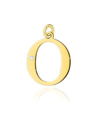 Gold pendant 14k (14k) large O diamond