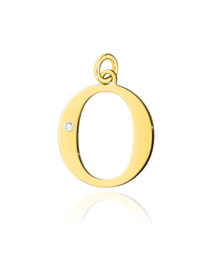 Gold pendant 14k (14k) large O diamond