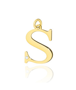 Gold pendant 14k (14k) large S diamond