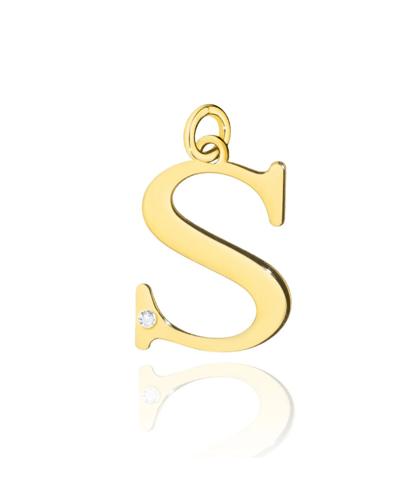 Gold pendant 14k (14k) large S diamond