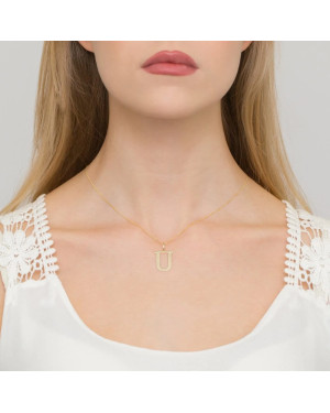 Gold pendant 14k (14k) large U diamond