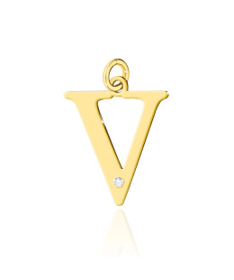 Gold pendant 14k (14k) large V diamond
