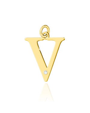 Gold pendant 14k (14k) large V diamond