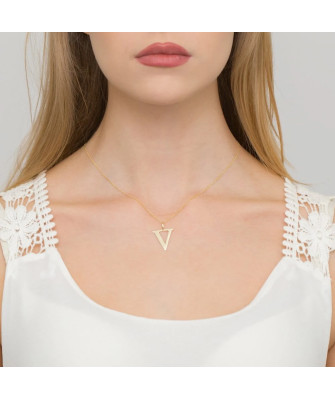 Gold pendant 14k (14k) large V diamond