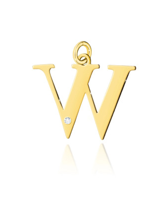 Gold pendant 14k (14k) large W diamond