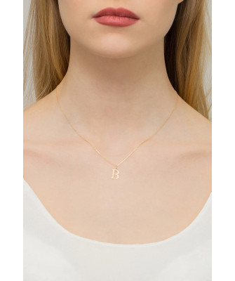 Gold celebrity necklace 14k (14k) small B diamond