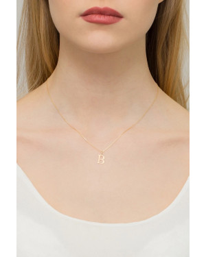 Gold celebrity necklace 14k (14k) small B diamond