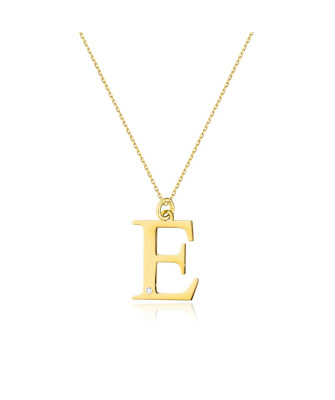 Gold celebrity necklace 14k (14k) small E diamond