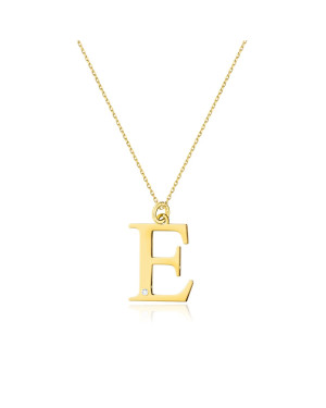 Gold celebrity necklace 14k (14k) small E diamond