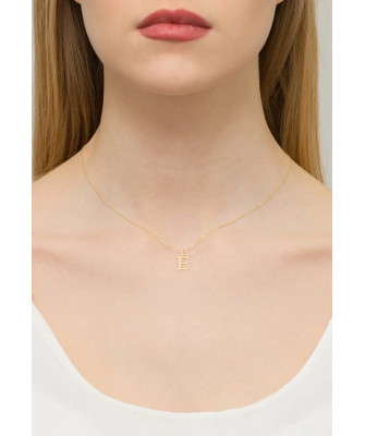 Gold celebrity necklace 14k (14k) small E diamond