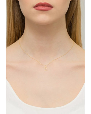 Gold celebrity necklace 14k (14k) small E diamond