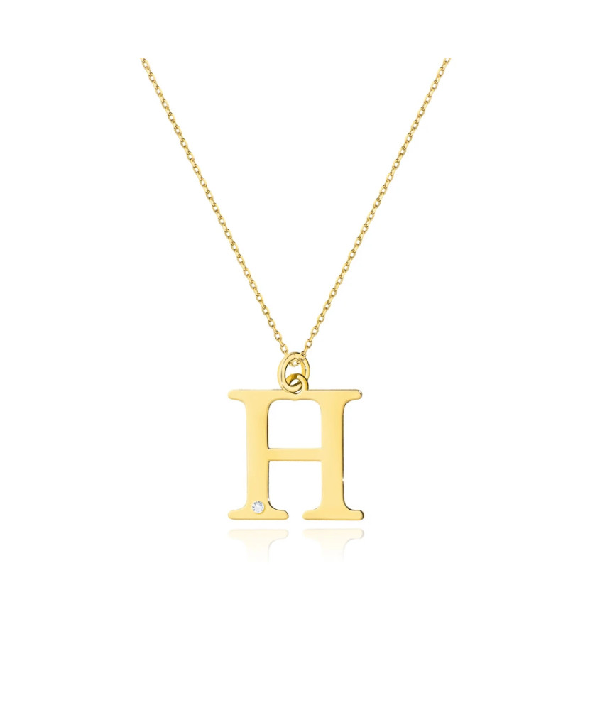 Gold celebrity necklace 14k (14k) small H diamond
