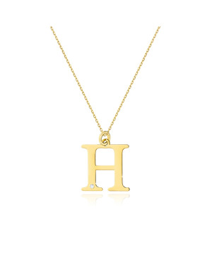 Gold celebrity necklace 14k (14k) small H diamond