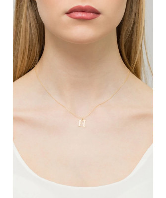 Gold celebrity necklace 14k (14k) small H diamond