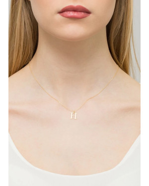 Gold celebrity necklace 14k (14k) small H diamond