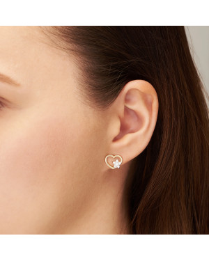 Gold heart earrings with star 14k