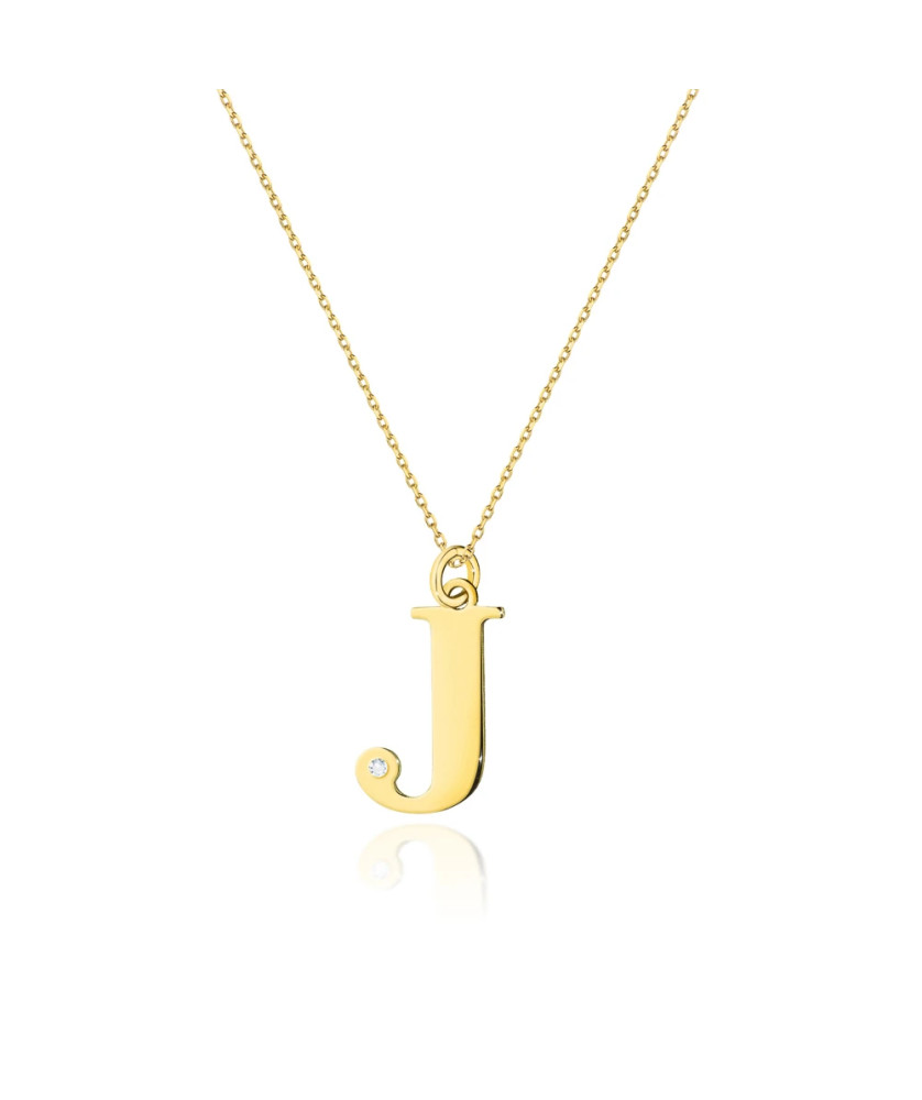 Gold celebrity necklace 14k (14k) small J diamond