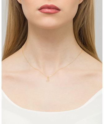 Gold celebrity necklace 14k (14k) small J diamond