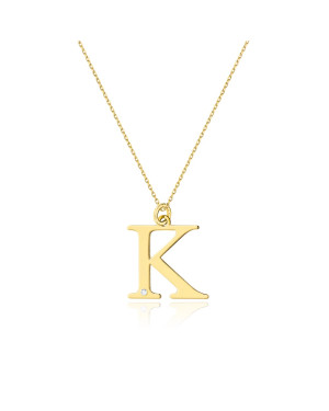 Złota celebrytka próba 14k (14k) małe K brylant